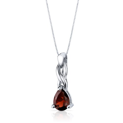 Garnet Pendant Earrings Set Sterling Silver pear Shape 1.75 cts