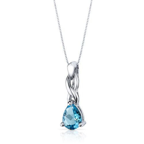 Swiss Blue Topaz Pendant Earrings Set Sterling Silver pear