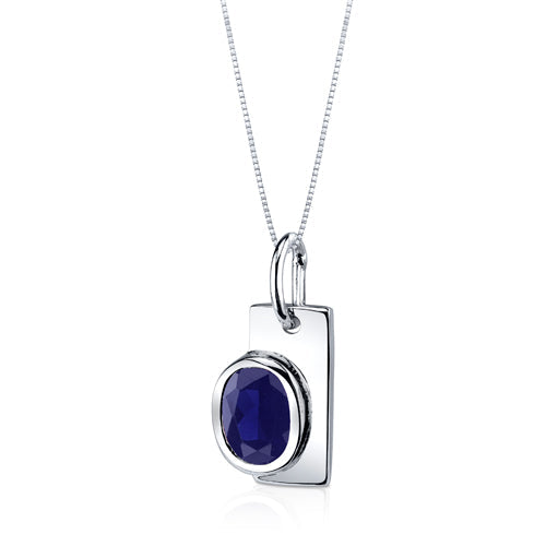 Blue Sapphire Art Deco Oval Shape Earrings Pendant Necklace Sterling Silver Jewelry Set