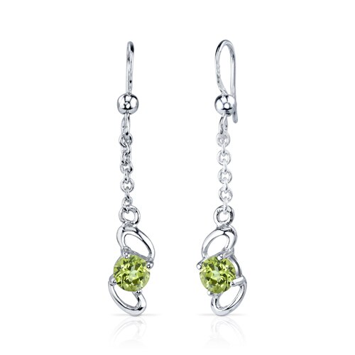 Peridot Pendant Earrings Set Sterling Silver round 1.75 Carats