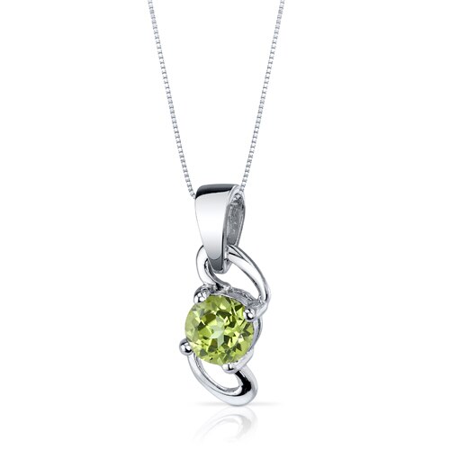 Peridot Pendant Earrings Set Sterling Silver round 1.75 Carats