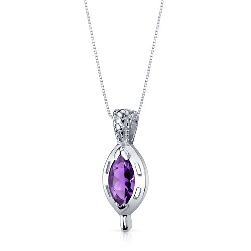 Amethyst Pendant Earrings Set Sterling Silver marquise 1.5 cts