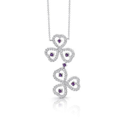 Amethyst Pendant Necklace Sterling Silver Round 0.75 Carats SV1532