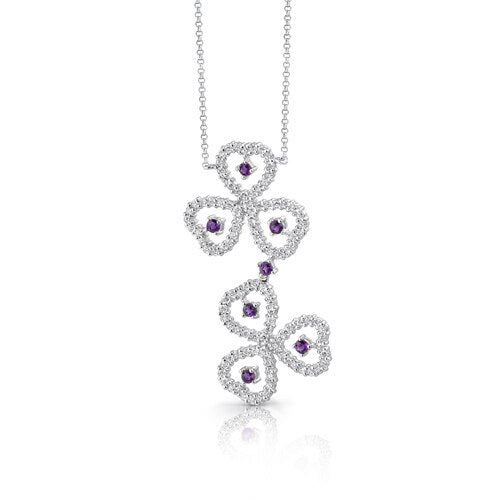 Amethyst Pendant Necklace Sterling Silver Round 0.75 Carats SV1532