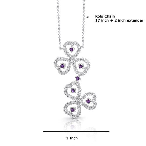 Amethyst Pendant Necklace Sterling Silver Round 0.75 Carats SV1532