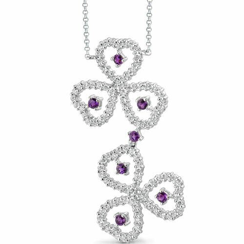 Amethyst Pendant Necklace Sterling Silver Round 0.75 Carats SV1532