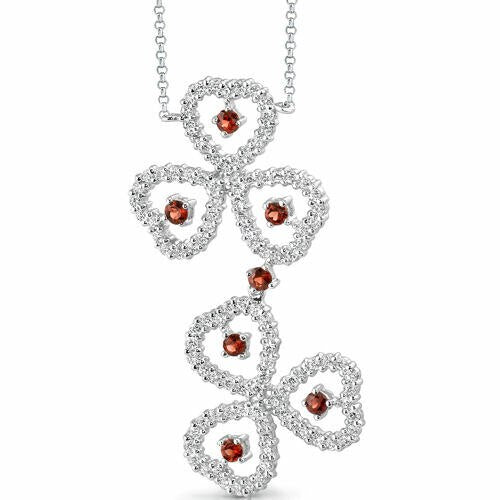 Garnet Pendant Necklace Sterling Silver Round Shape 1 Carats