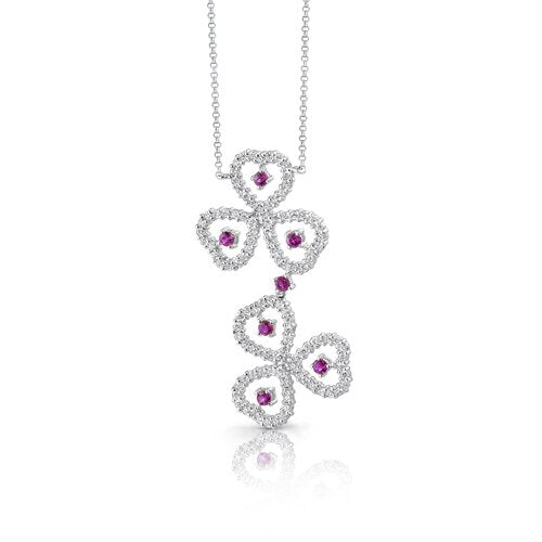 Ruby Pendant Necklace Sterling Silver Round Shape 0.75 Carats SV1540