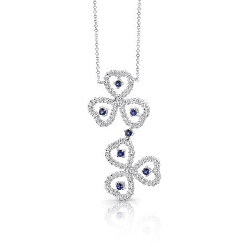 Blue Sapphire Pendant Necklace Sterling Silver Round 0.75 Carat SV1542