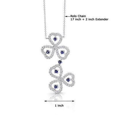 Blue Sapphire Pendant Necklace Sterling Silver Round 0.75 Carat SV1542