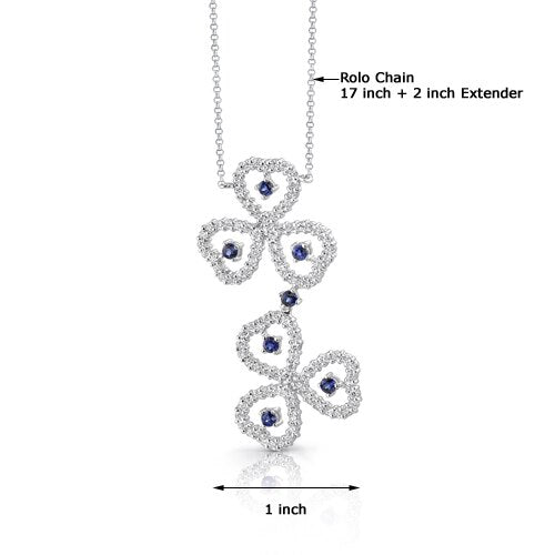 Blue Sapphire Pendant Necklace Sterling Silver Round 0.75 Carat SV1542