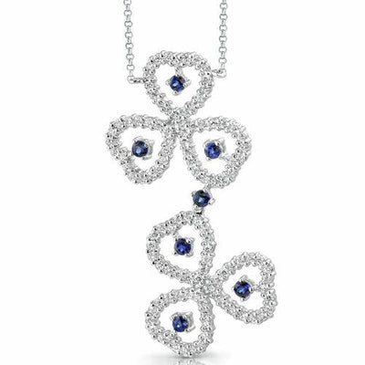 Blue Sapphire Pendant Necklace Sterling Silver Round 0.75 Carat SV1542