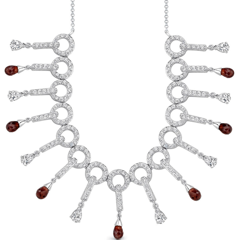 Garnet Briolette Drop Pendant Necklace Sterling Silver 5.5 Carats