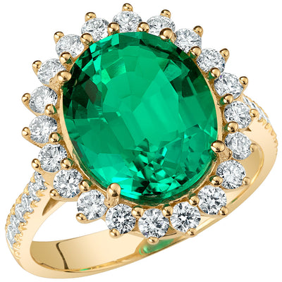 Colombian Emerald and Diamond Ring 14K Gold 4.50 Carats Oval Shape