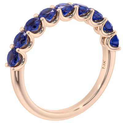 Peora Blue Sapphire half eternity ring band 14k Gold