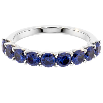 Peora Blue Sapphire half eternity ring band 14k Gold