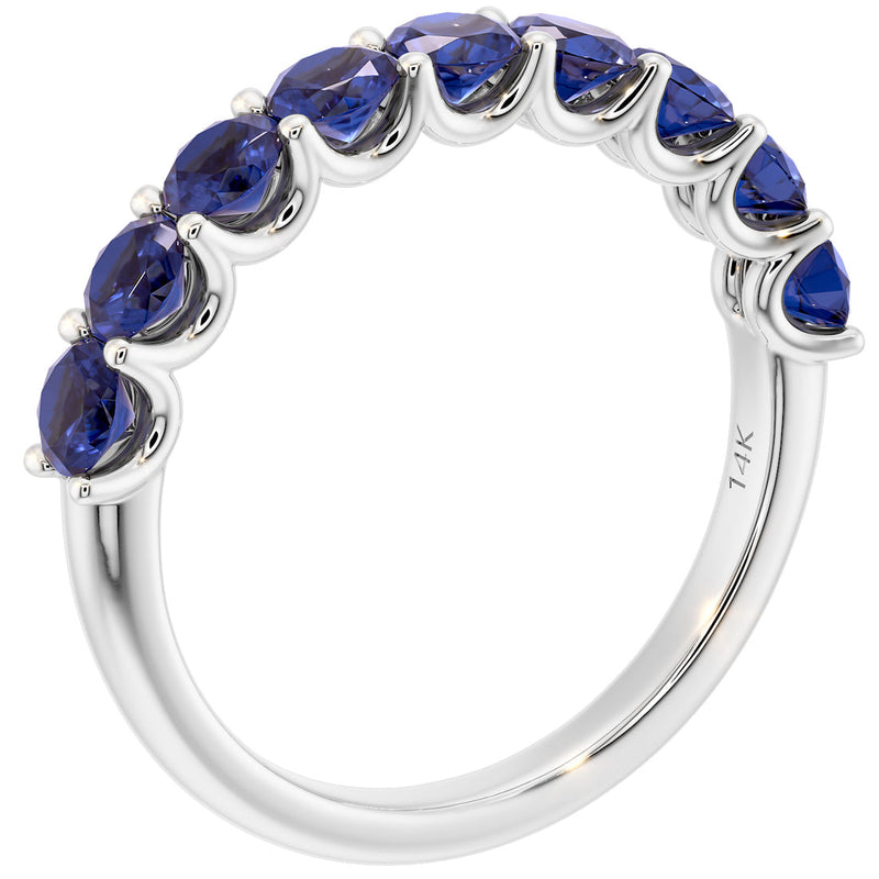 Peora Blue Sapphire half eternity ring band 14k Gold