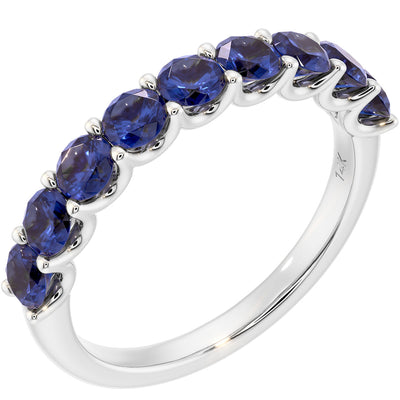 Peora Blue Sapphire half eternity ring band 14k Gold