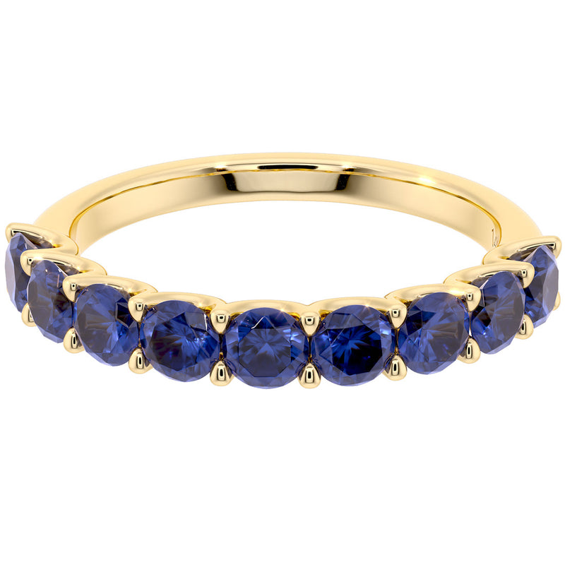 Peora Blue Sapphire half eternity ring band 14k Gold