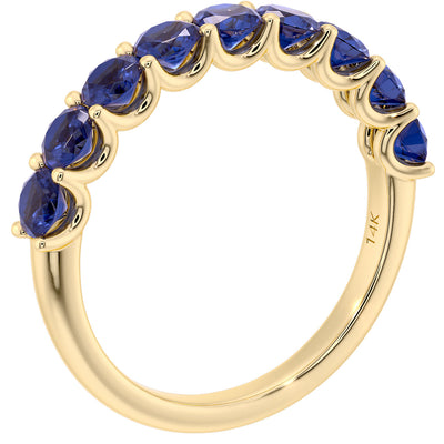 Peora Blue Sapphire half eternity ring band 14k Gold