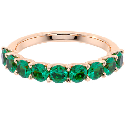 Peora Emerald half eternity ring band 14k Gold