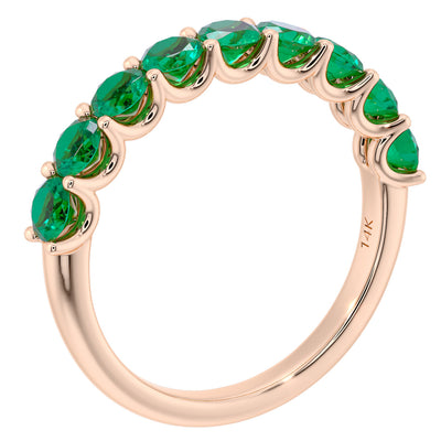 Peora Emerald half eternity ring band 14k Gold