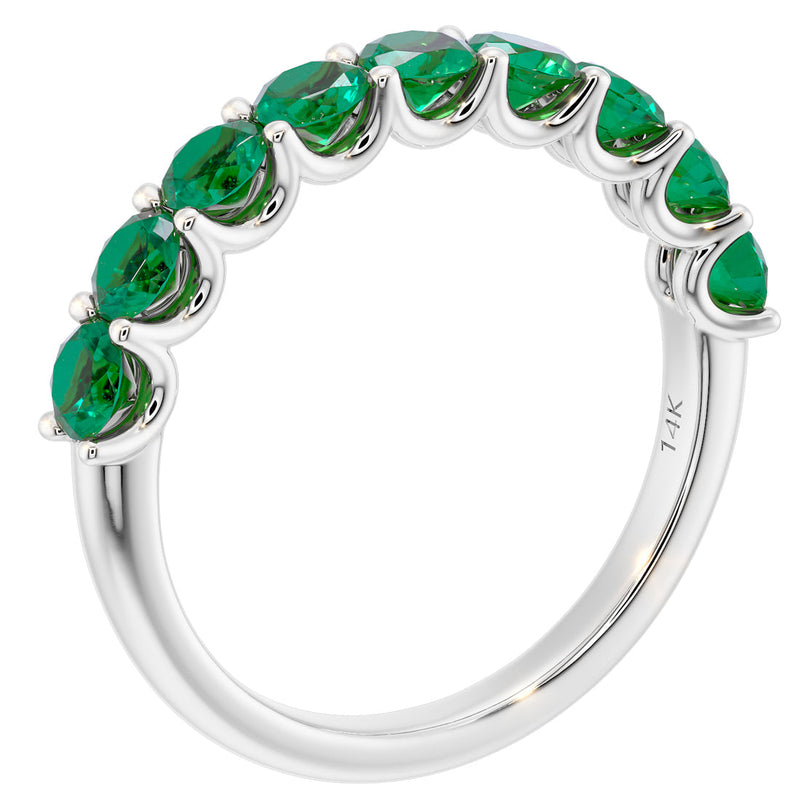 Peora Emerald half eternity ring band 14k Gold