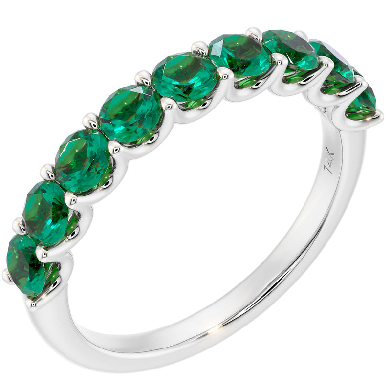 Peora Emerald half eternity ring band 14k Gold