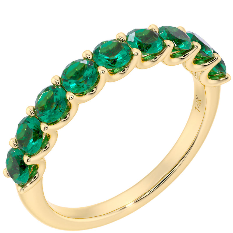 Peora Emerald half eternity ring band 14k Gold