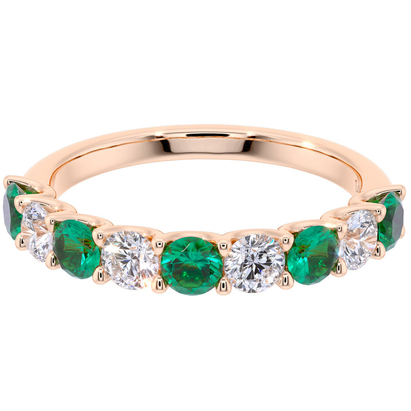 Peora Emerald and Diamond half eternity ring band 14k Gold