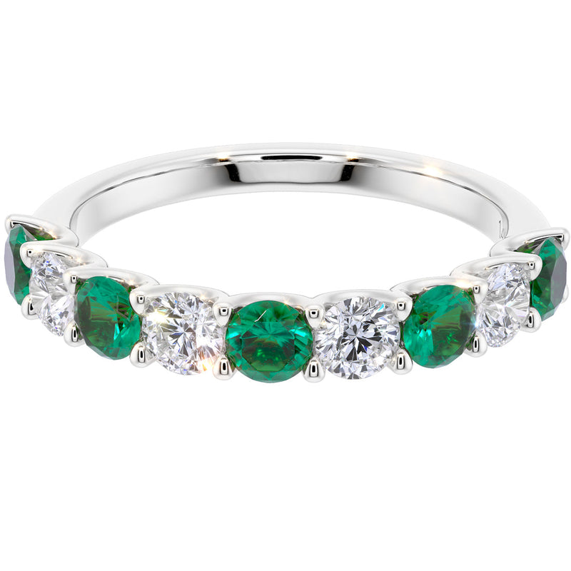 Peora Emerald and Diamond half eternity ring band 14k Gold