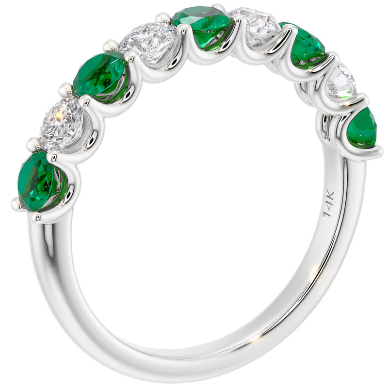 Peora Emerald and Diamond half eternity ring band 14k Gold