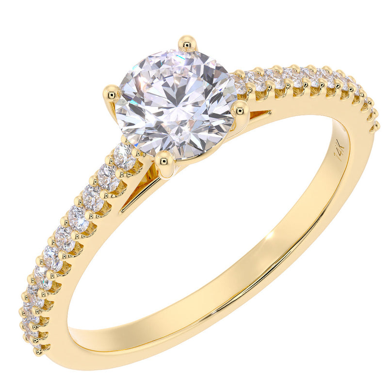 Peora Lab Grown Diamond Ring Solitaire 14 K Yellow Gold