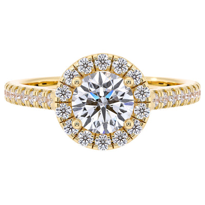 Peora Lab Grown Diamond Halo Ring Solitaire 14 K Yellow Gold