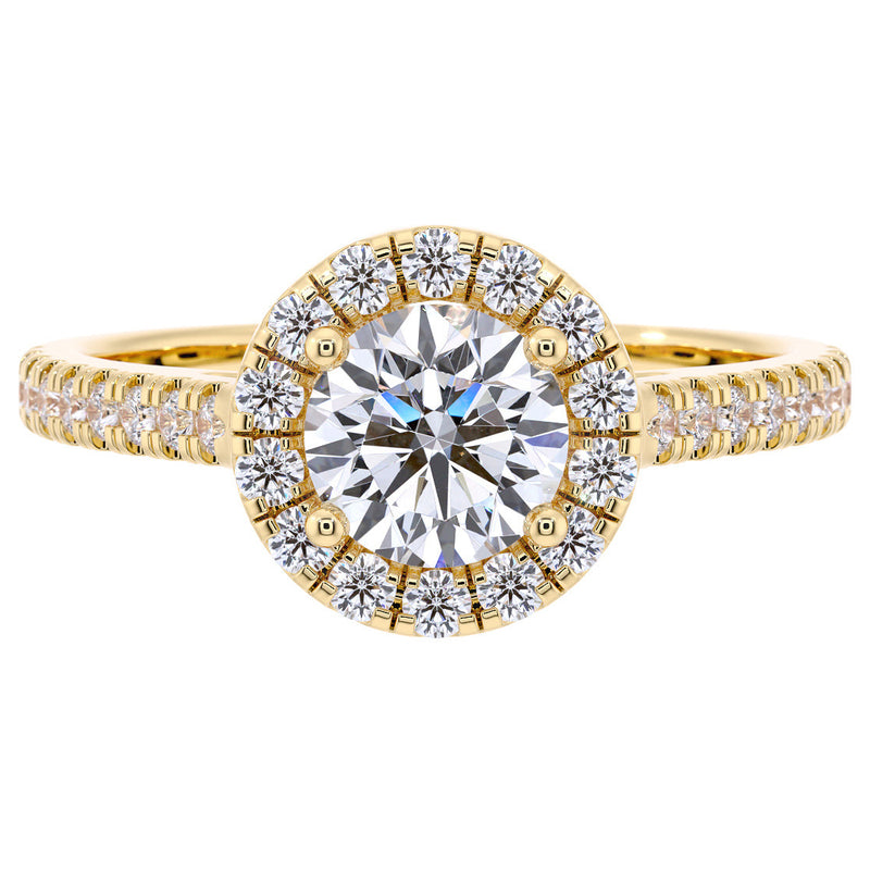 Peora Lab Grown Diamond Halo Ring Solitaire 14 K Yellow Gold