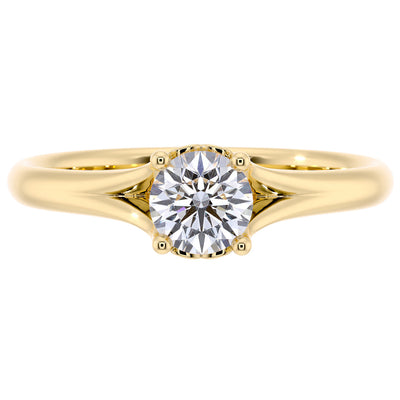 Peora Lab Grown Diamond Ring Cathedral Solitaire 14 K Yellow Gold