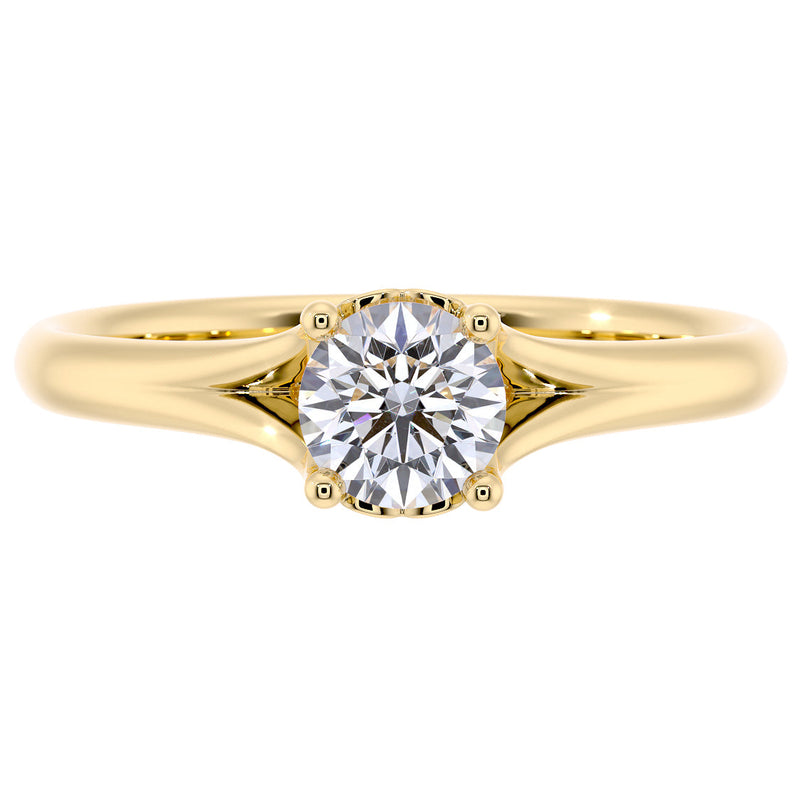 Peora Lab Grown Diamond Ring Cathedral Solitaire 14 K Yellow Gold