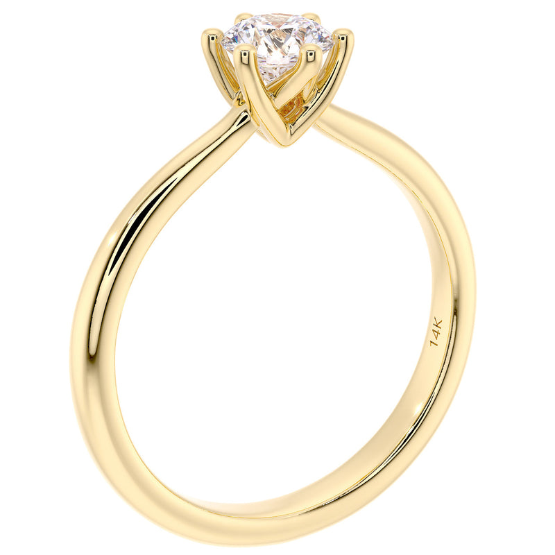 Peora Lab Grown Diamond Ring Cathedral Solitaire 14 K Yellow Gold