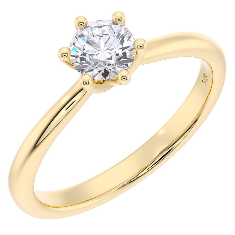 Peora Lab Grown Diamond Ring Cathedral Solitaire 14 K Yellow Gold