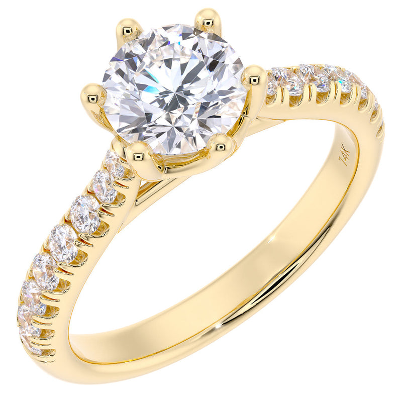 Peora Lab Grown Diamond Ring Cathedral Solitaire 14 K Yellow Gold