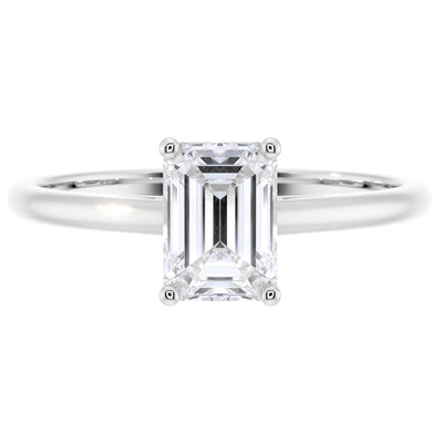 IGI Certified Emerald Cut Lab Grown Diamond Solitaire Ring 14K White Gold 1 Carat