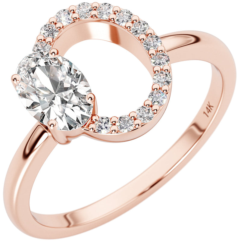 Peora Lab Grown Diamond Ring Oval Shape Ring 14K Rose Gold