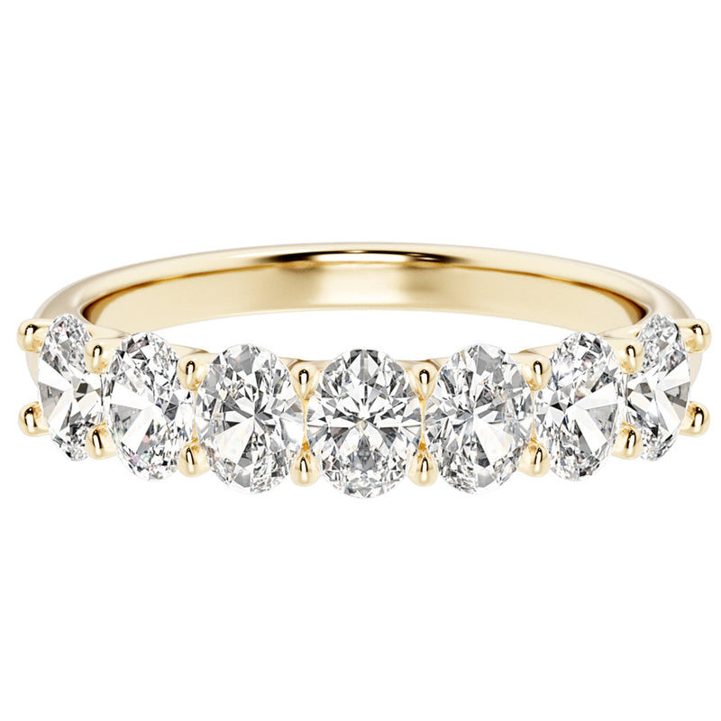 Oval Lab Grown Diamond 7-Stone Half-Eternity Ring Band in 14K Gold Sizes 4-10