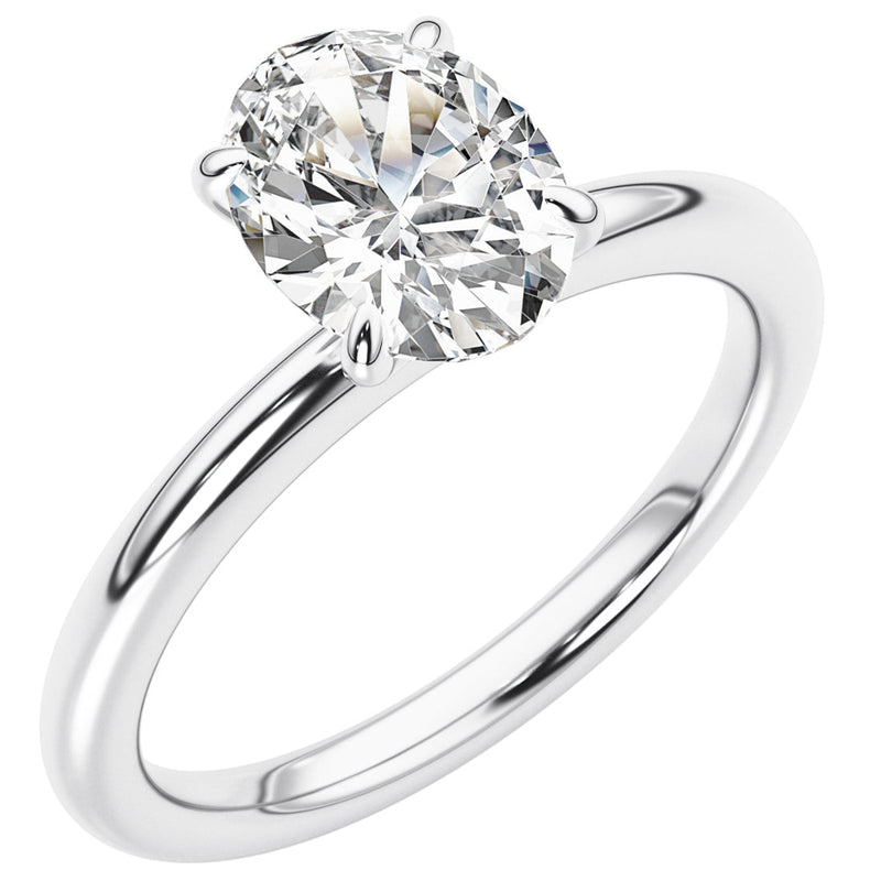 IGI Certified Oval Shape Lab Grown Diamond Solitaire Ring 14K White Gold 1 Carat