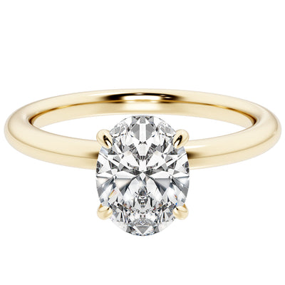 IGI Certified Oval Shape Lab Grown Diamond Solitaire Ring 14K Yellow Gold 1 Carat