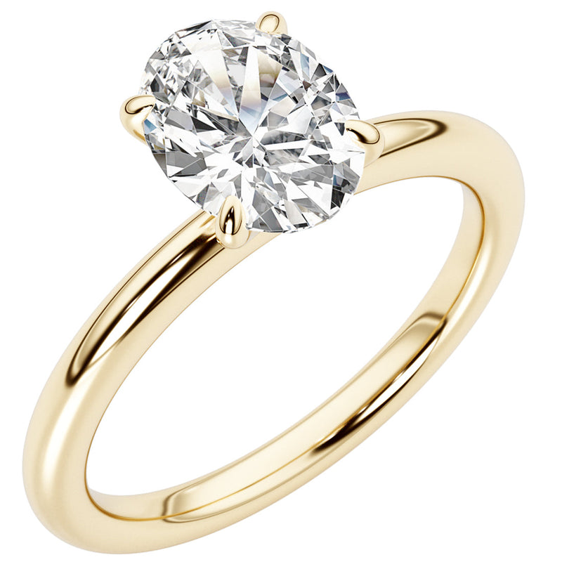 IGI Certified Oval Shape Lab Grown Diamond Solitaire Ring 14K Yellow Gold 1 Carat