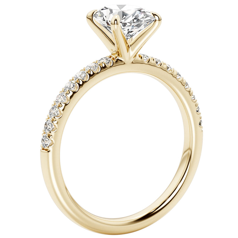 IGI Certified 1 Carat Oval Lab Grown Diamond Half-Eternity Solitaire Engagement Ring in 14K Gold Sizes 4-10