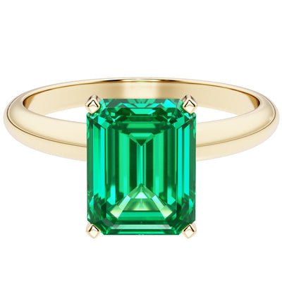 emerald cut colombian emerald solitaire engagement ring 14k yellow gold