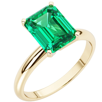 emerald cut colombian emerald solitaire engagement ring 14k yellow gold