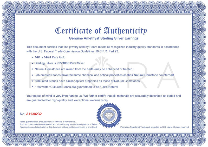 Peora Certificate of Authenticity